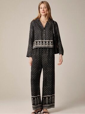 J.Crew Cropped Stratus Pants Block Print Black Size XS